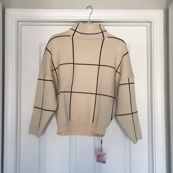Chicwish Grid Turtleneck Sweater 